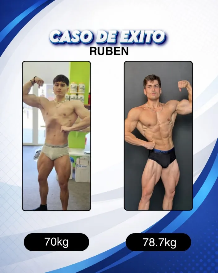 Antes y después de un cliente de Carlos Esteva: ganancia muscular