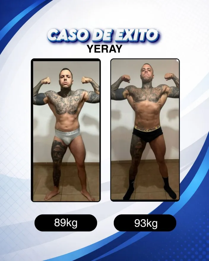 Antes y después de un cliente de Carlos Esteva: ganancia muscular