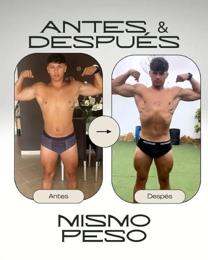 Antes y después de un cliente de Carlos Esteva: ganancia muscular