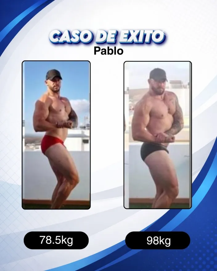 Antes y después de un cliente de Carlos Esteva: ganancia muscular