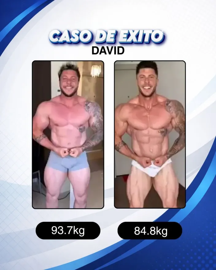 Antes y después de un cliente de Carlos Esteva: pérdida de grasa