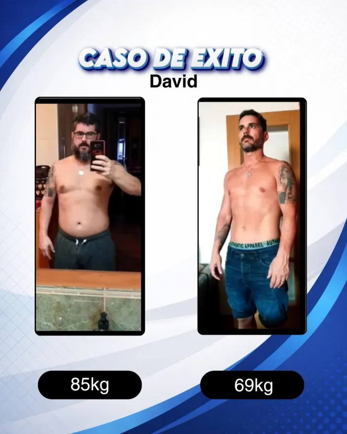 Antes y después de un cliente de Carlos Esteva: pérdida de grasa