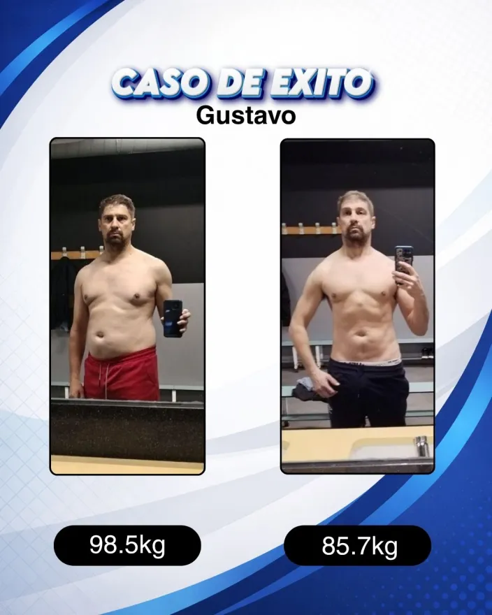Antes y después de un cliente de Carlos Esteva: pérdida de grasa