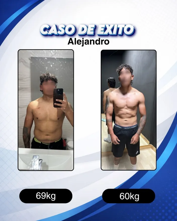 Antes y después de un cliente de Carlos Esteva: pérdida de grasa