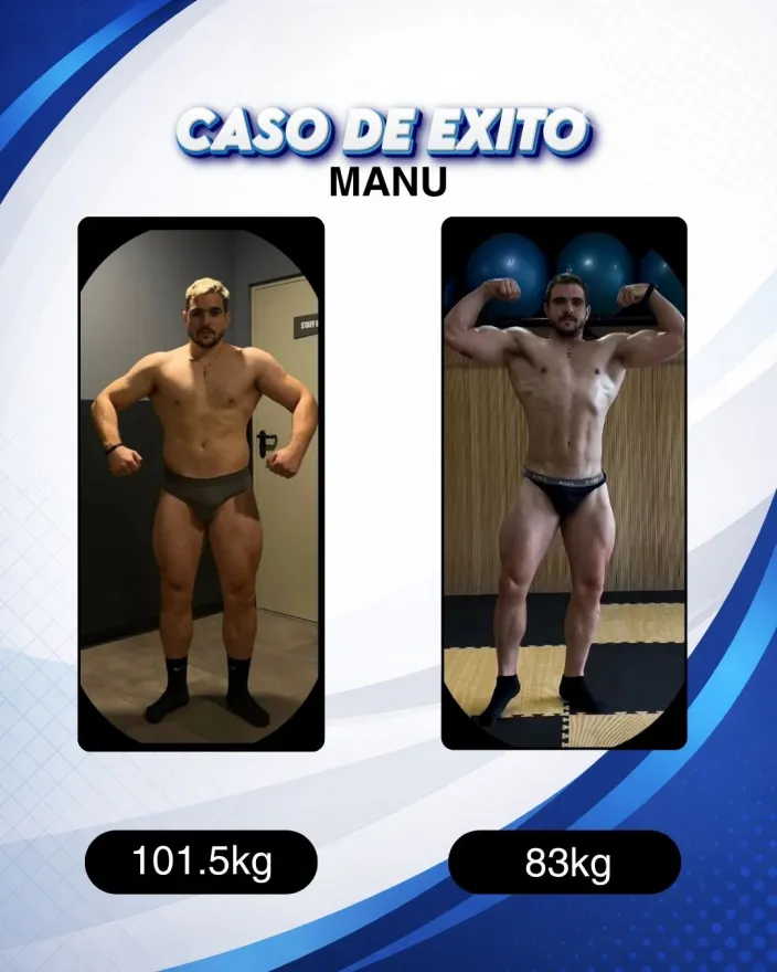 Antes y después de un cliente de Carlos Esteva: pérdida de grasa