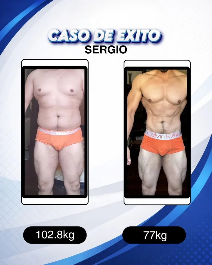Antes y después de un cliente de Carlos Esteva: pérdida de grasa