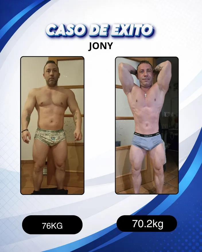 Antes y después de un cliente de Carlos Esteva: pérdida de grasa