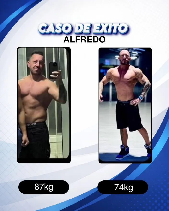 Antes y después de un cliente de Carlos Esteva: pérdida de grasa