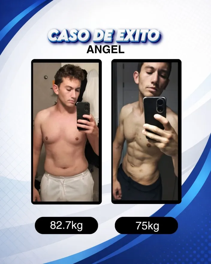 Antes y después de un cliente de Carlos Esteva: pérdida de grasa