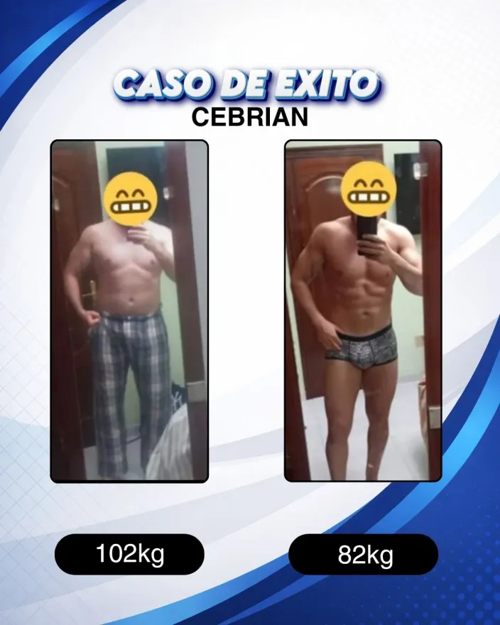 Antes y después de un cliente de Carlos Esteva: pérdida de grasa