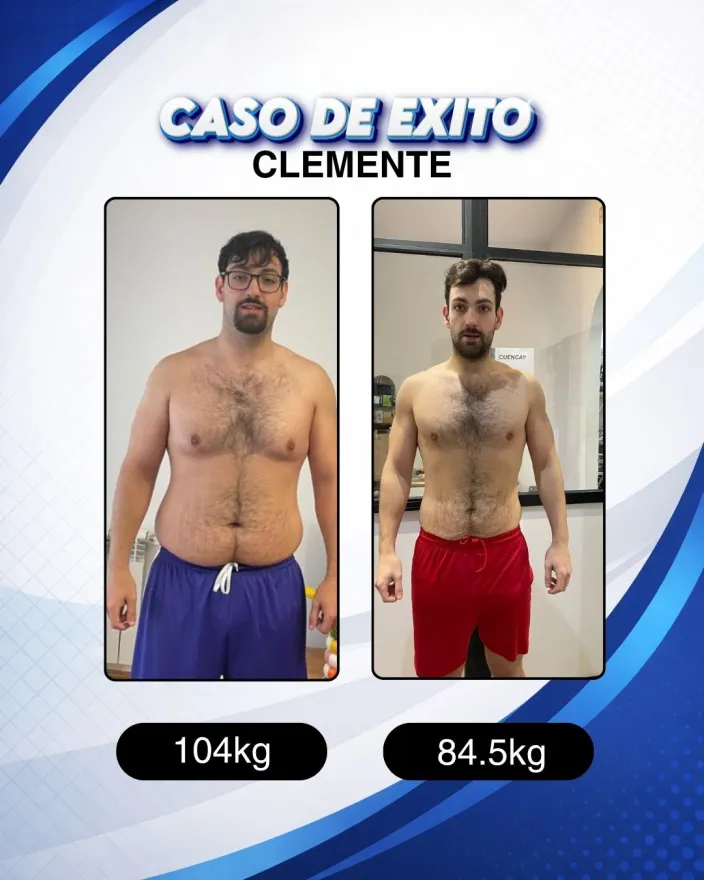 Antes y después de un cliente de Carlos Esteva: pérdida de grasa