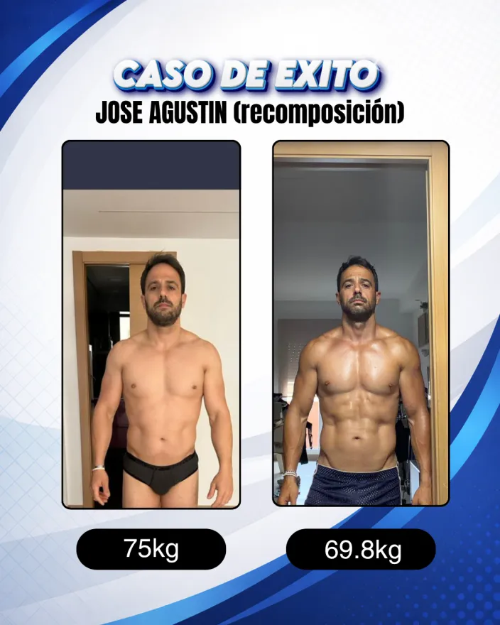 Antes y después de un cliente de Carlos Esteva: pérdida de grasa