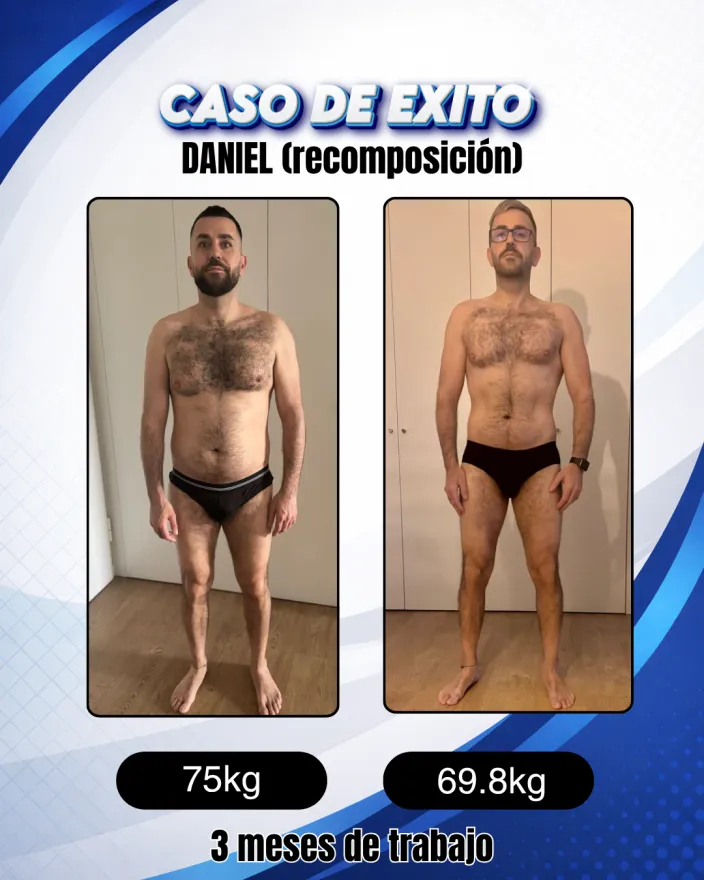 Antes y después de un cliente de Carlos Esteva: pérdida de grasa